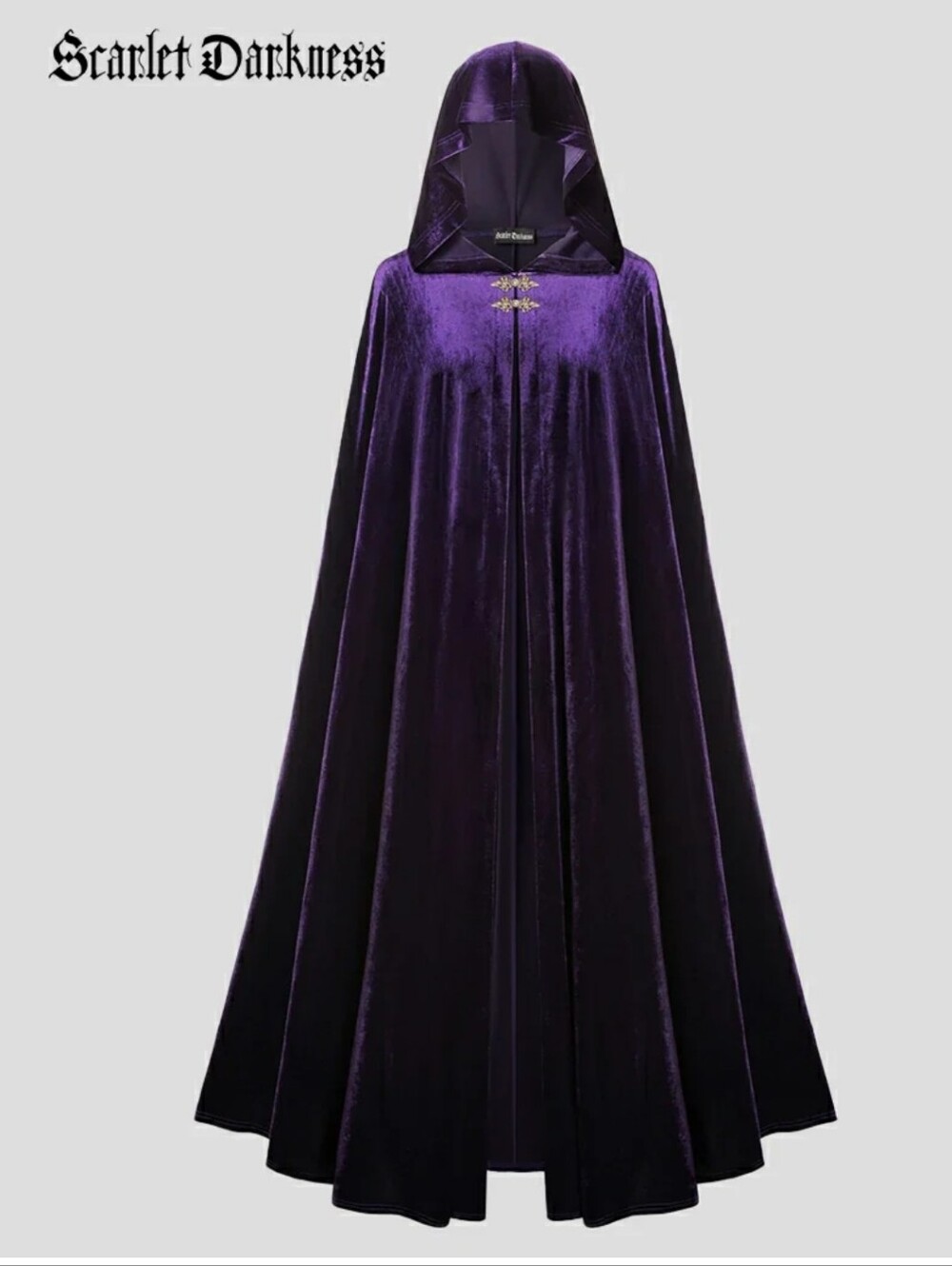 Scarlet Darkness Medieval Warrior Cloak Renaissance Velvet Hooded Cape Comfy